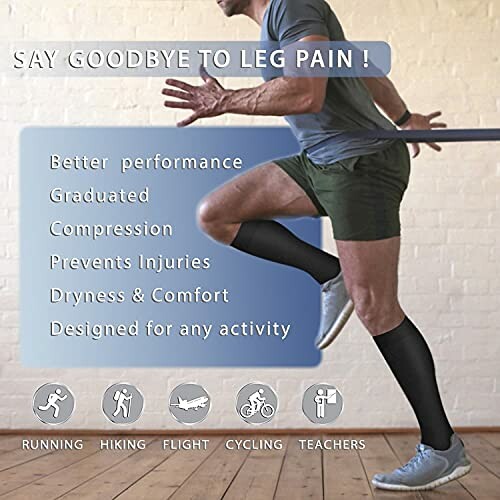 Man wearing compression socks showcasing benefits for activities like running and cycling.