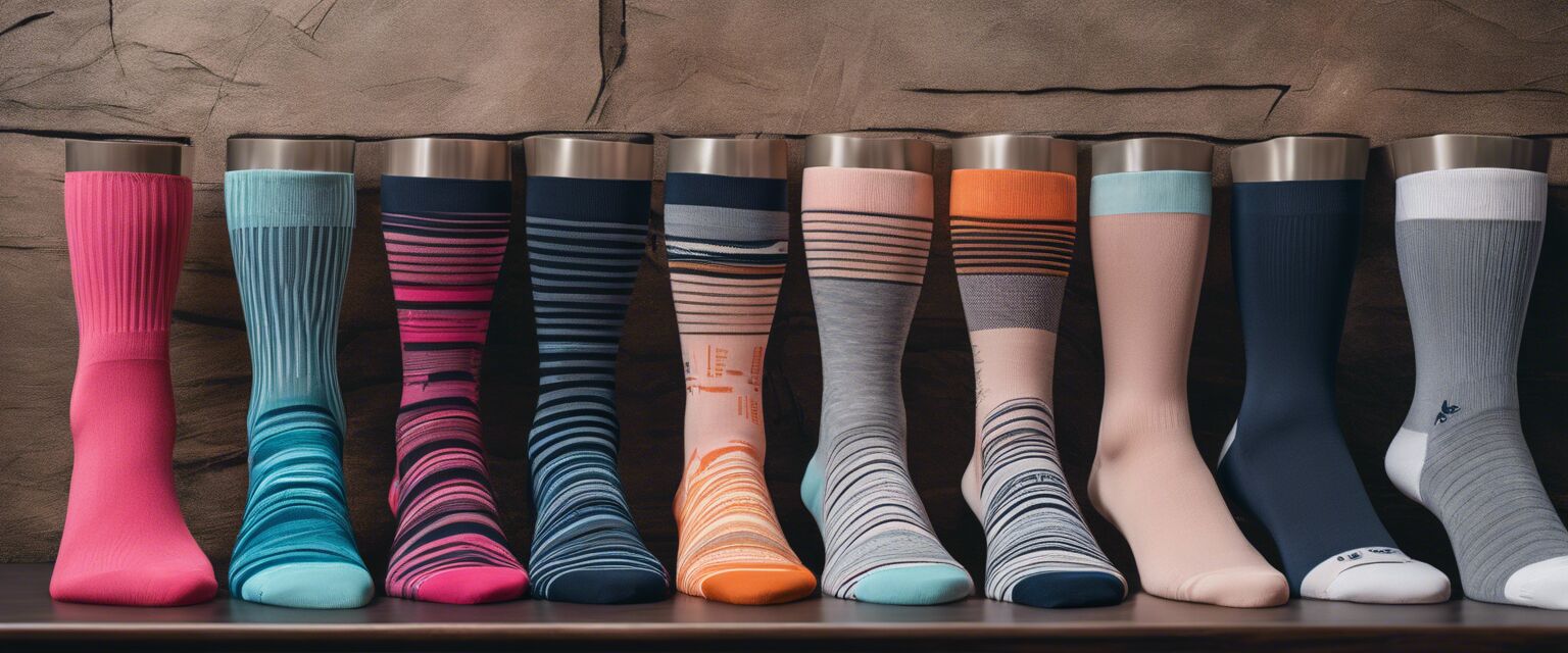 Different styles of compression socks for women